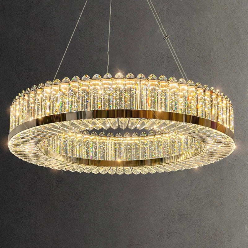 lampadario moderno in cristallo con lampade led sospese lussuose