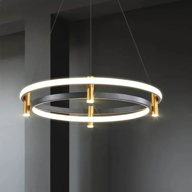 lampadario moderno ad anello con illuminazione LED decorativa