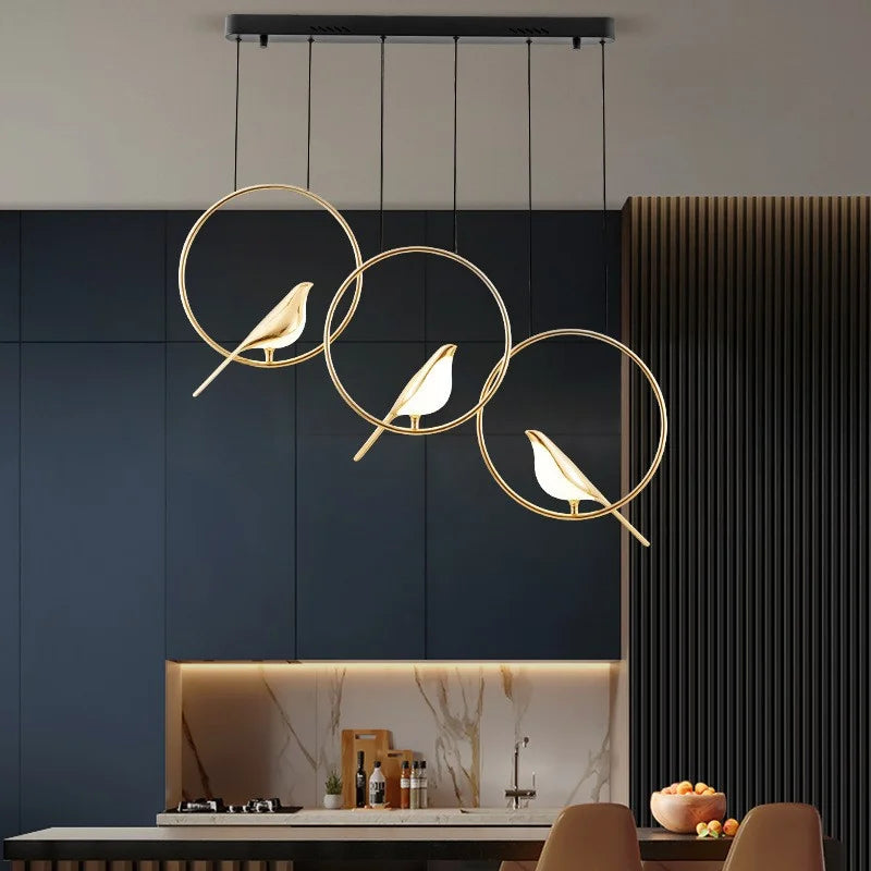 lampadario uccello dorato per decorazione interna stile nordico
