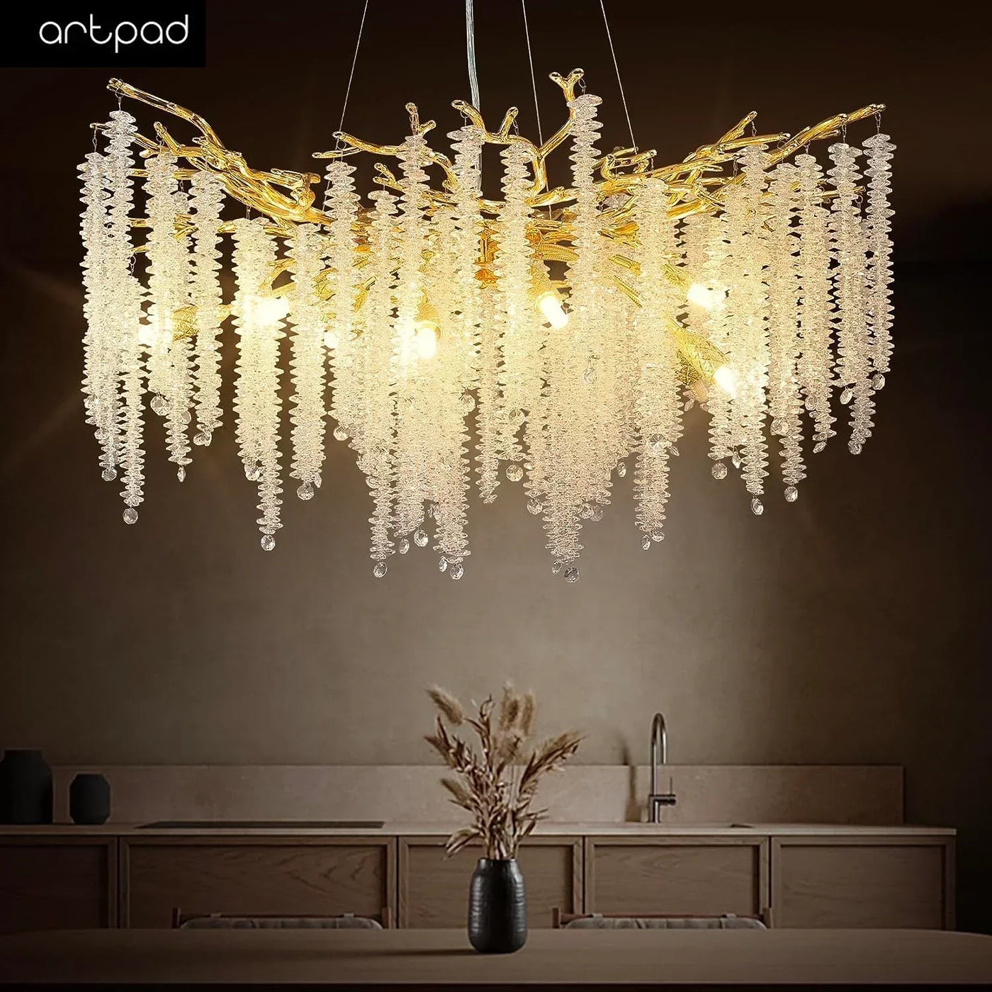Lampadario cristallo contemporaneo trasparente elegante