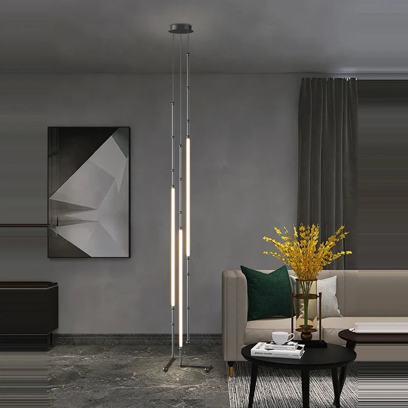 lampadario art déco in metallo nero con illuminazione a LED