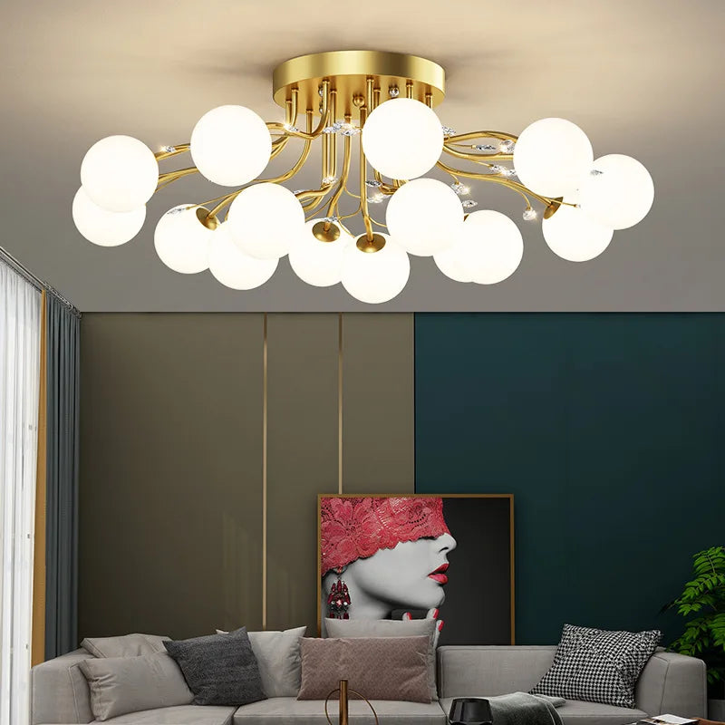 lampadario a sfera di vetro nordico dorato lampada decorativa da interno
