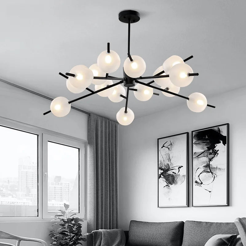 lampadario a bolle in vetro stile minimalista moderno