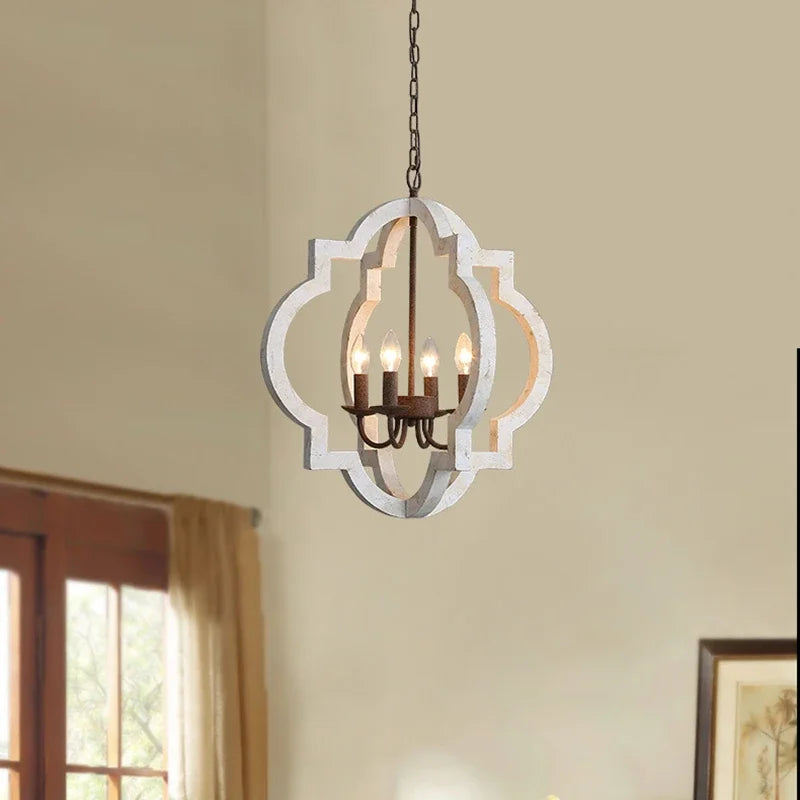 Lampadario Legno Vintage Chic Illuminazione