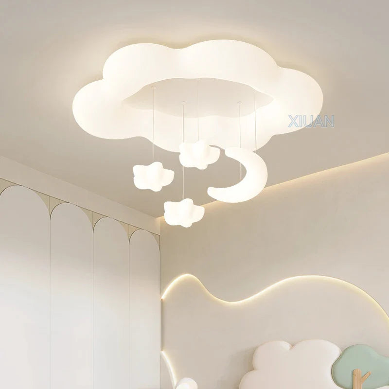 lampadario creativo a nuvola bianca luna stella per bambini