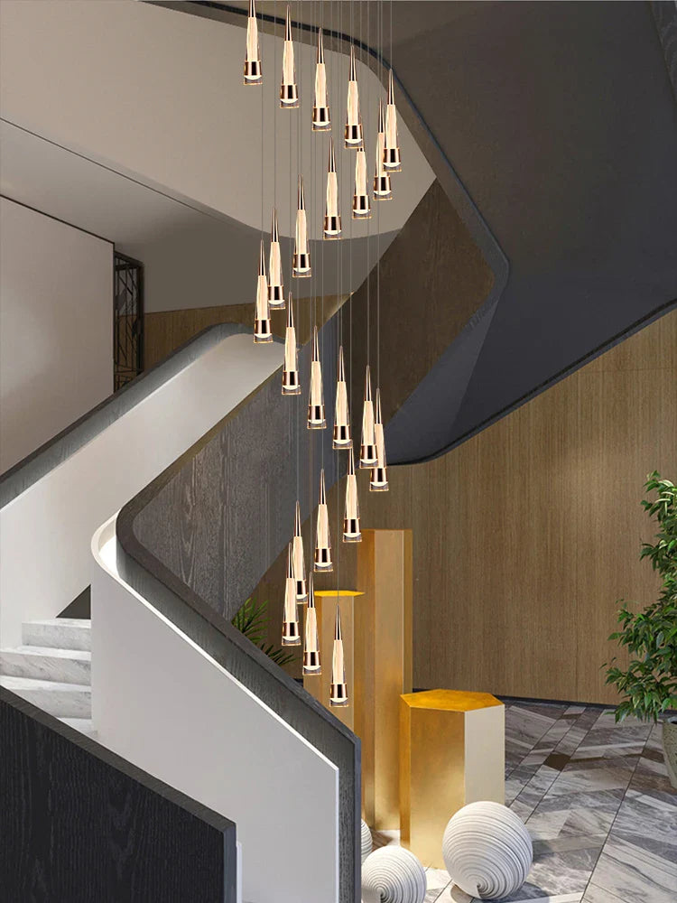 lampadario minimalista moderno per scala design contemporaneo in acrilico