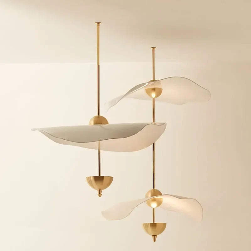 Lampadario nordico sospeso in acrilico, arte foglia di loto moderna
