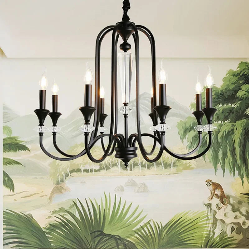 lampadario retrò in cristallo con lampade led per salotto lussuoso