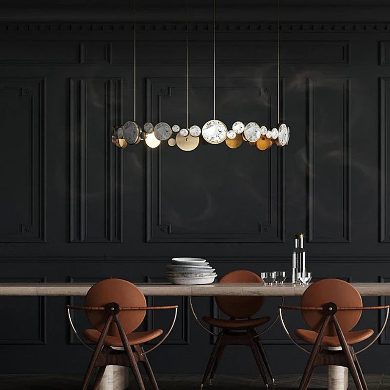 Lampada a sospensione Cristallo Dorato Eleganza LED