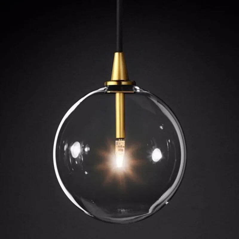 lampadario in vetro trasparente design nordico per decorazione interna