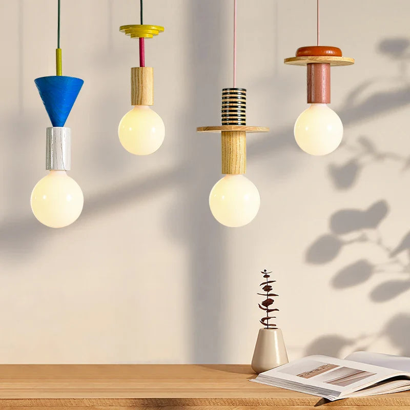 Lampadario in legno design contemporaneo elegante