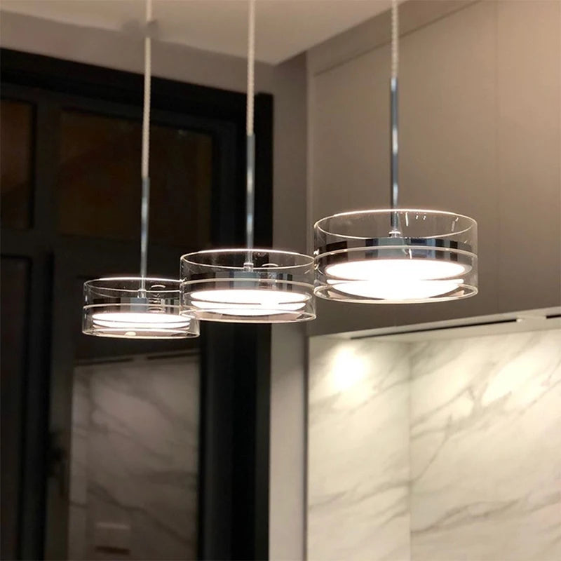 Lampada a sospensione LED regolabile in cromo design moderno acrilico