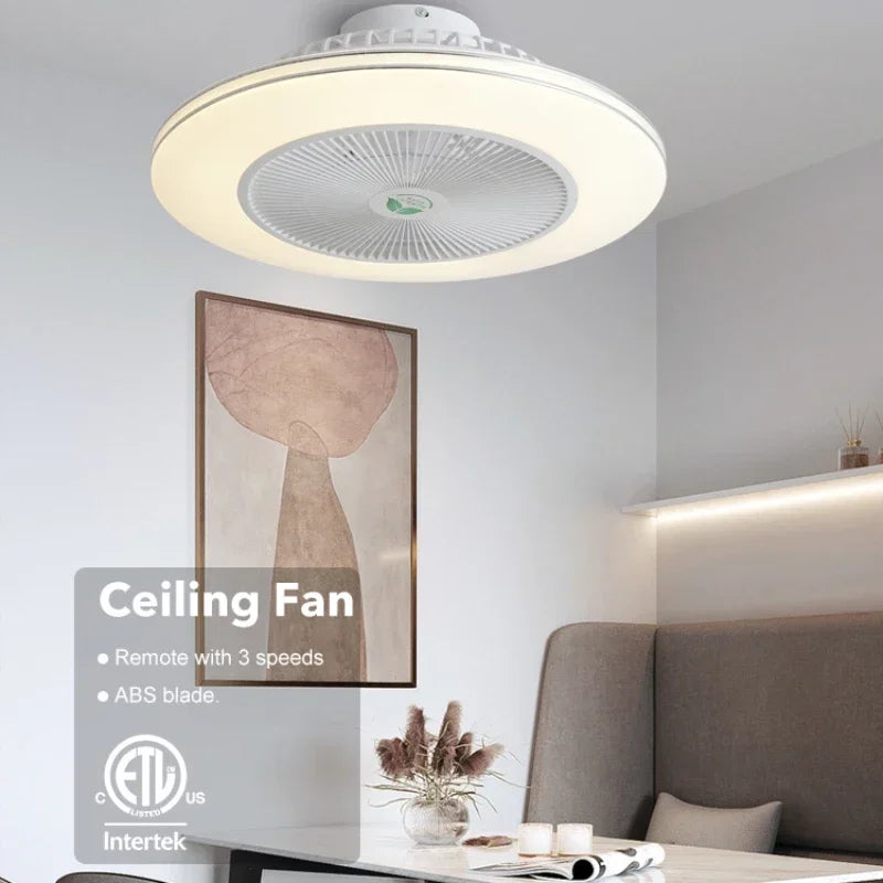 ventilatore da soffitto led moderno con telecomando e lampadario