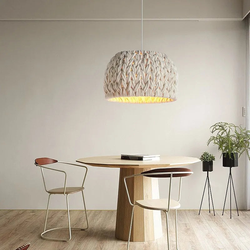 lampadario nordico wabi sabi corda intrecciata minimalismo led