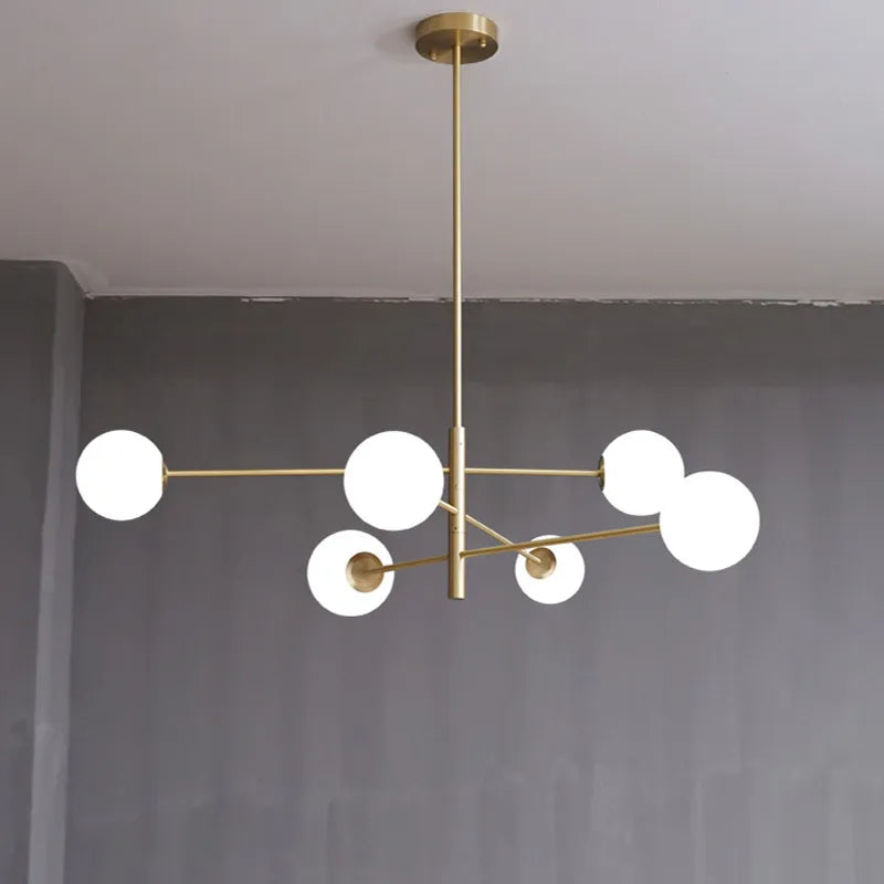 Nordico moderno vetro ottone lampadario illuminazione decorazione casa soggiorno in ottone sospensione luci camera ristorante caffè lampada a sospensione