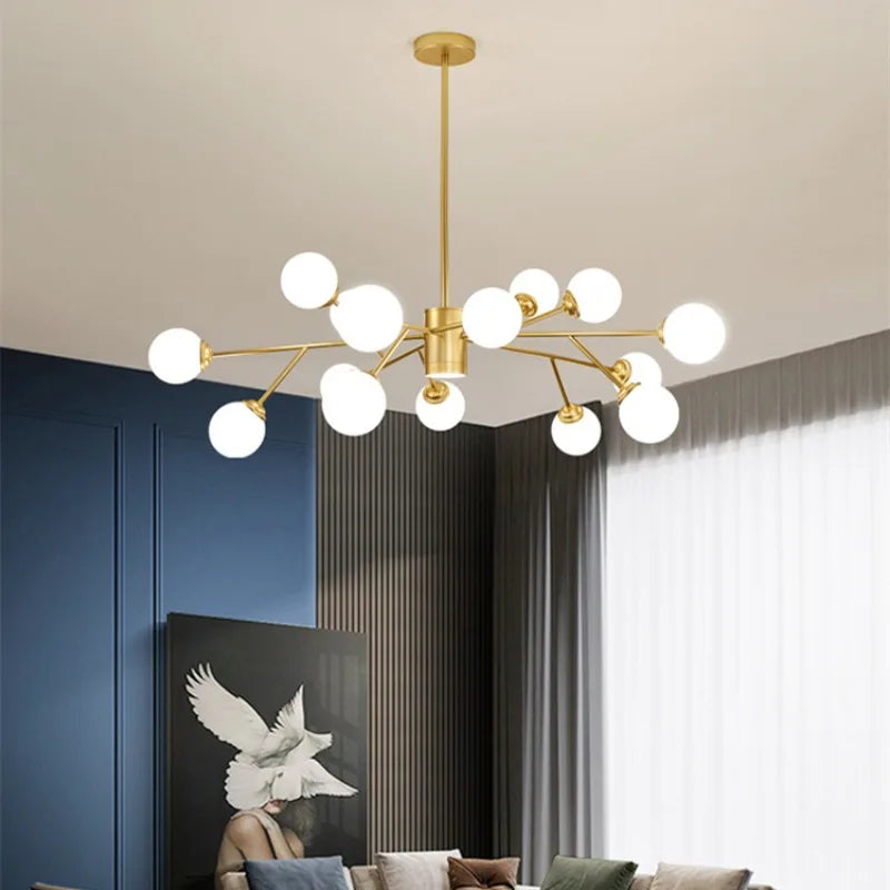 Lampadario in vetro nordico contemporaneo.