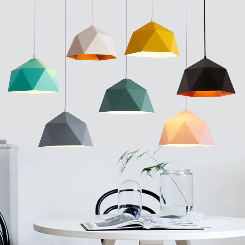 lampadario nordico macaron geometrico LED decorativo sospeso