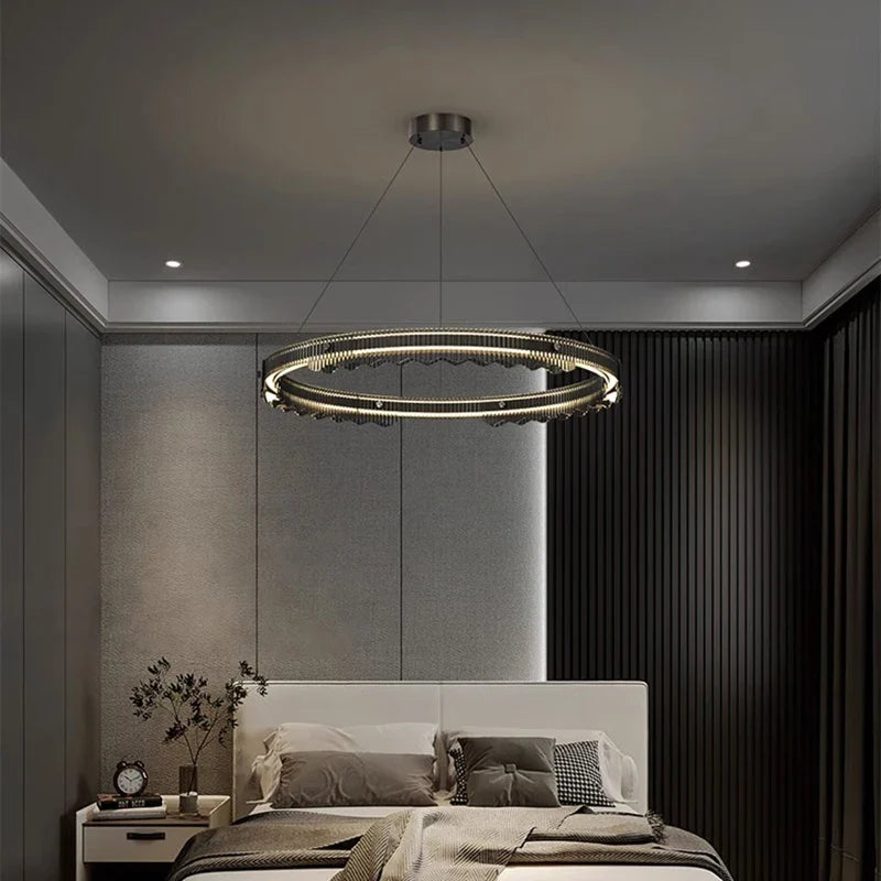 lampadario moderno design rotondo in metallo per illuminazione interna
