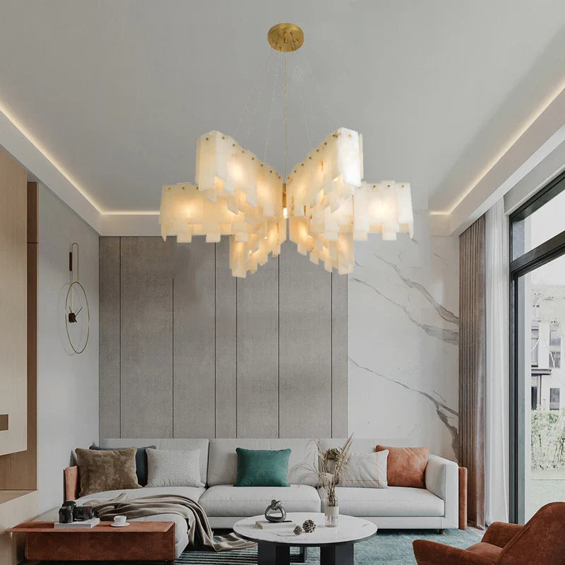 lampadario design moderno in marmo naturale spagnolo led