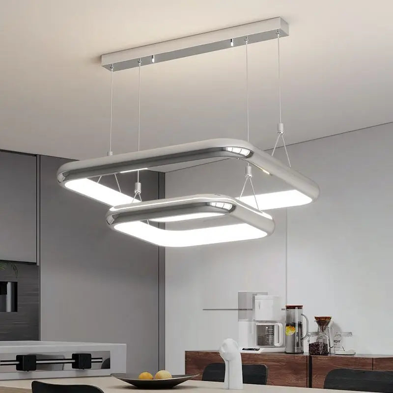 lampadario moderno LED sospeso quadrato con perle per casa