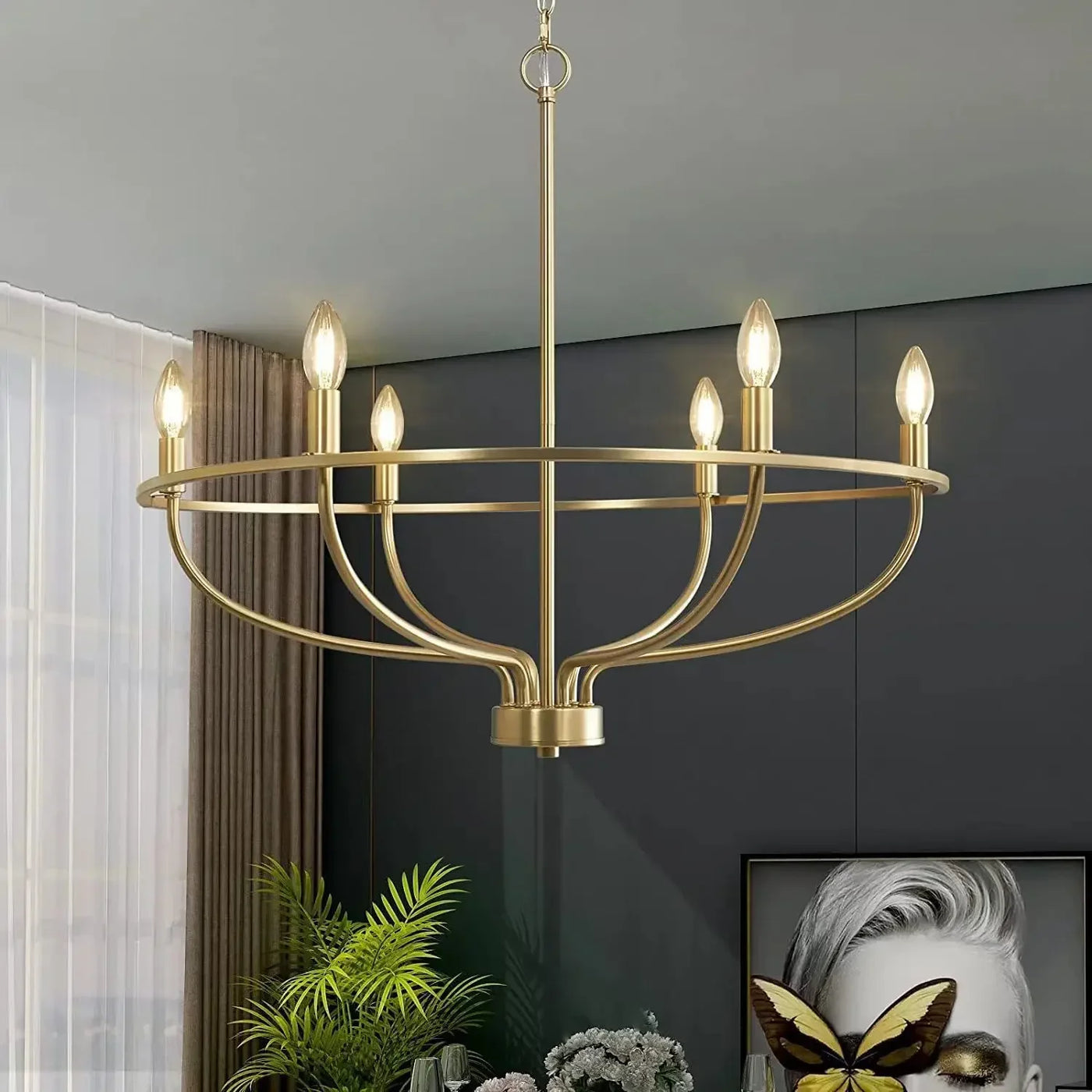 lampadario retrò a LED in ferro per decorazione d'interni moderna