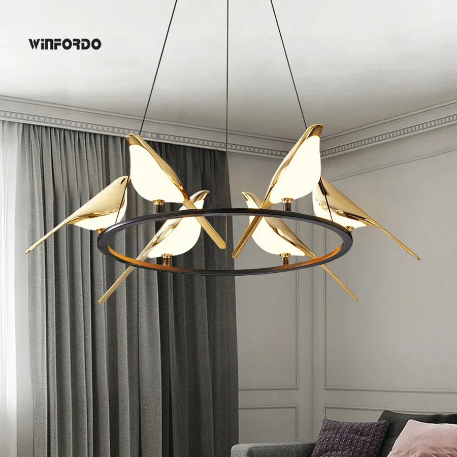 lampadario led 	 arte uccello loft originalità decorazione