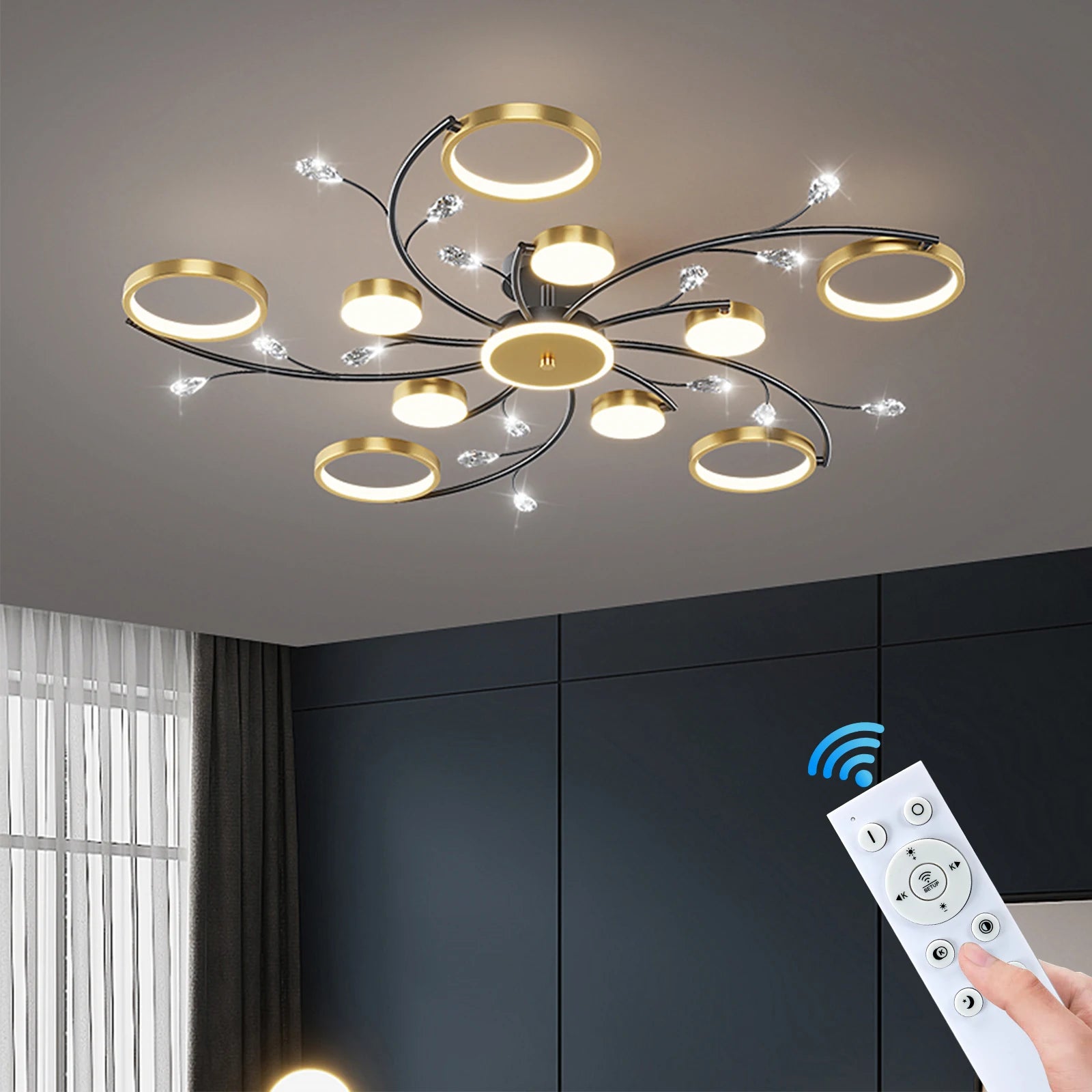 Plafoniera nordica in cristallo design moderno creativo rotondo soffione