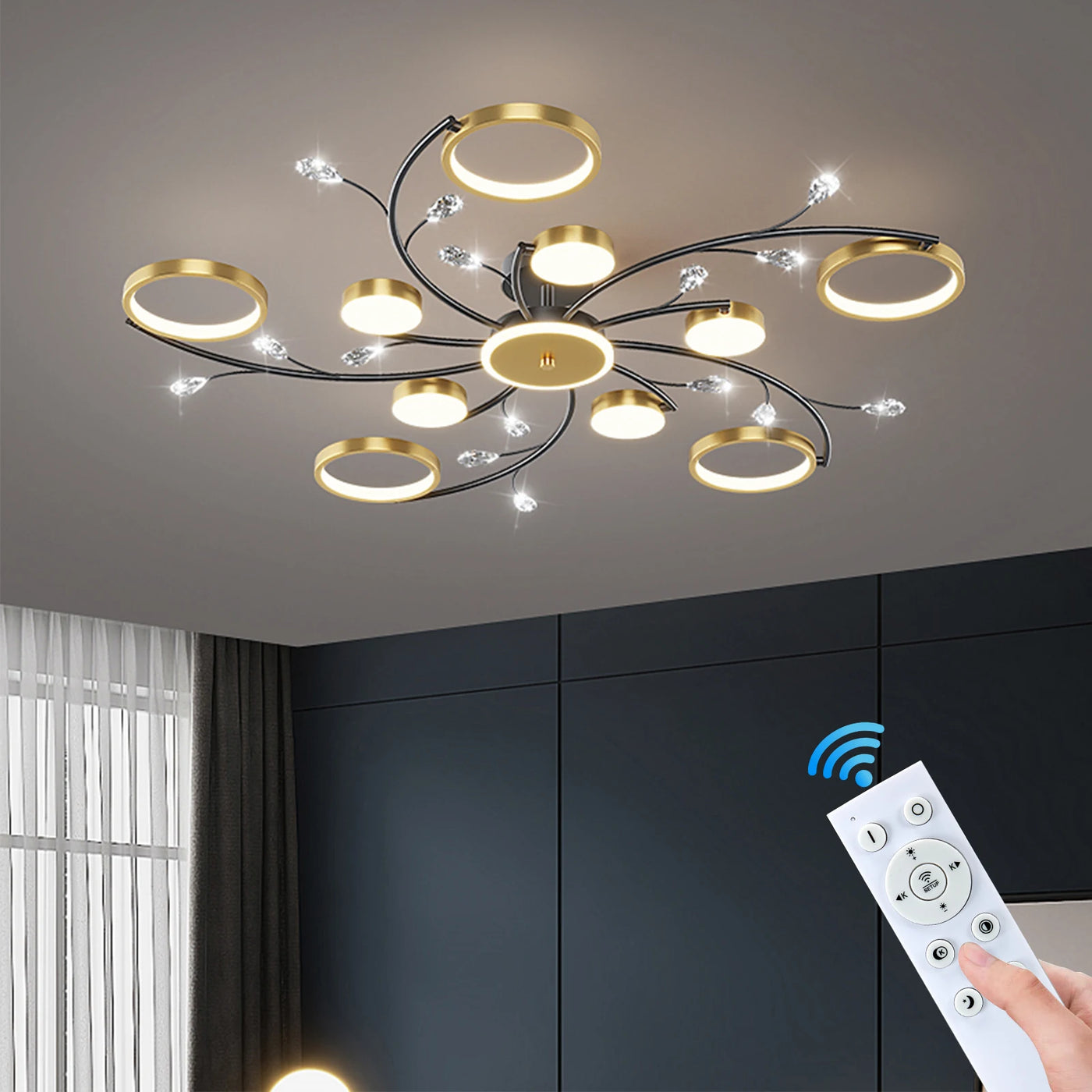 Plafoniera nordica in cristallo design moderno creativo rotondo soffione