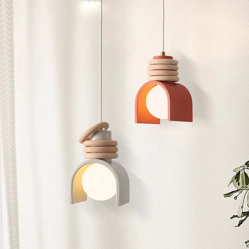 lampadario led moderno in resina stile nordico minimalista