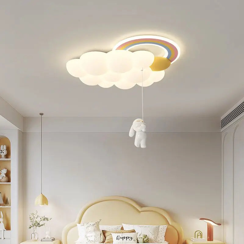 lampadario arcobaleno nuvola con cavallo coniglio orso per bambini