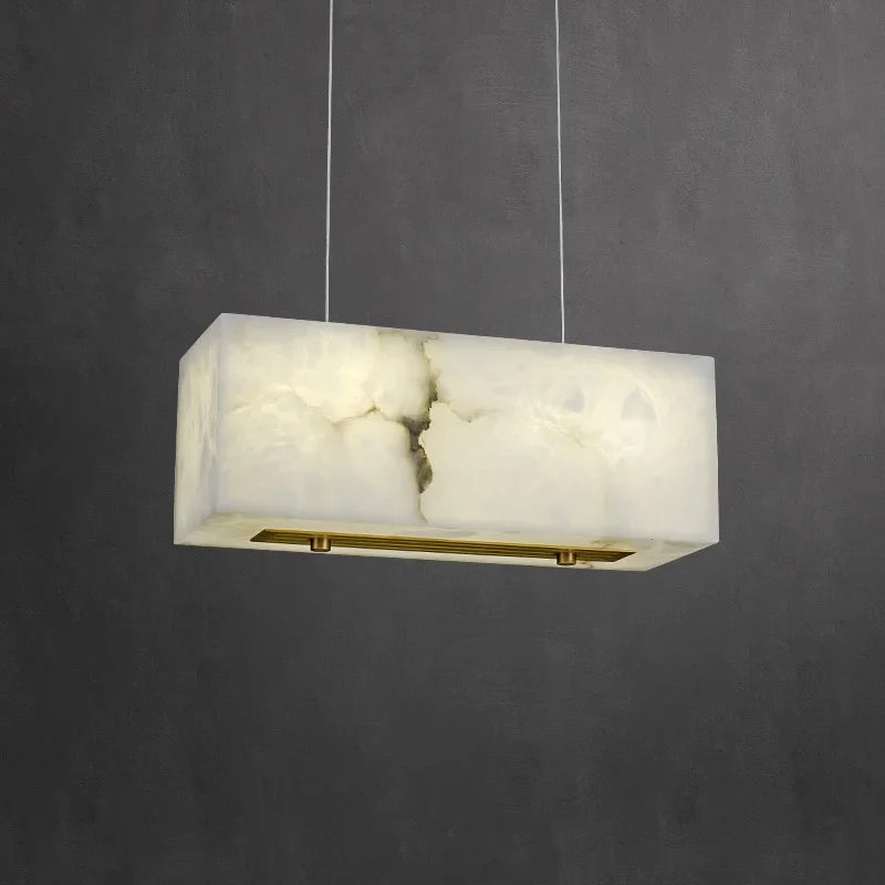 lampadario minimalista in marmo e rame per spazi moderni