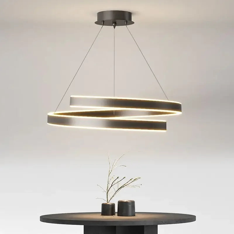 lampadario moderno a spirale a LED per decorazione d'interni