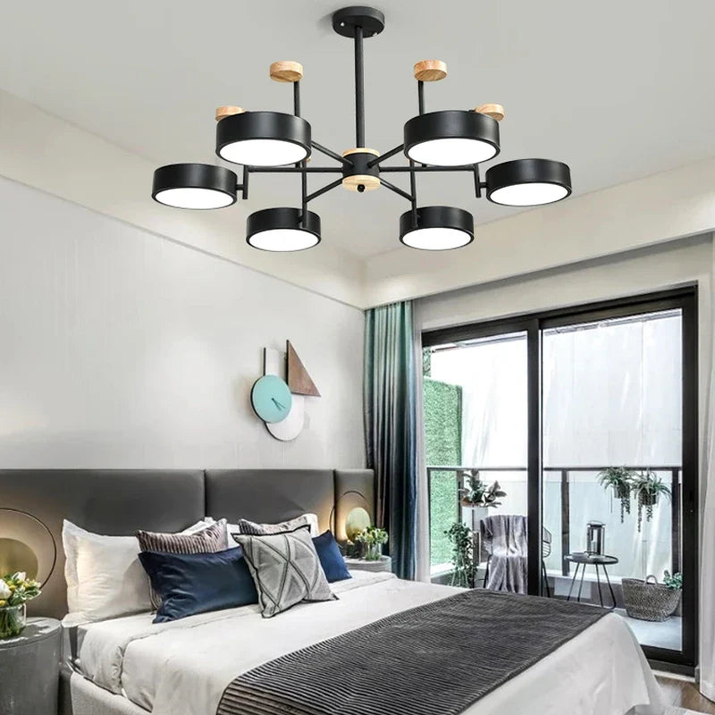 lampadario in ferro e legno acrilico stile nordico decorazione interna