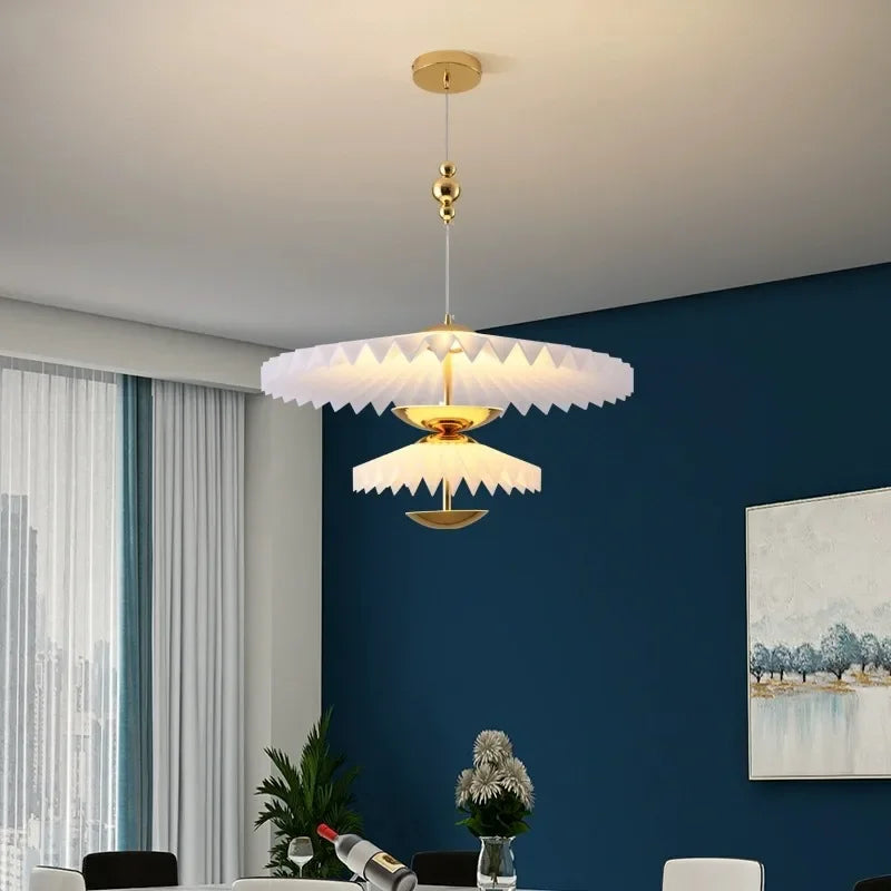 lampadario plissettato pieghevole minimalista led disco volante