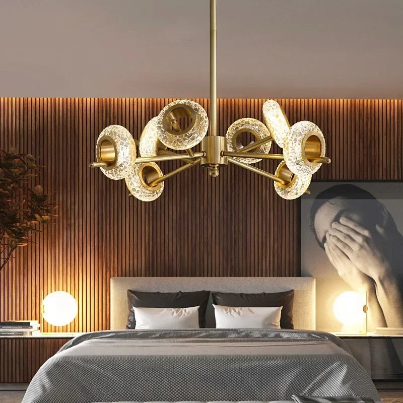 lampadario nordico in vetro craquelé stile moderno minimalista con led