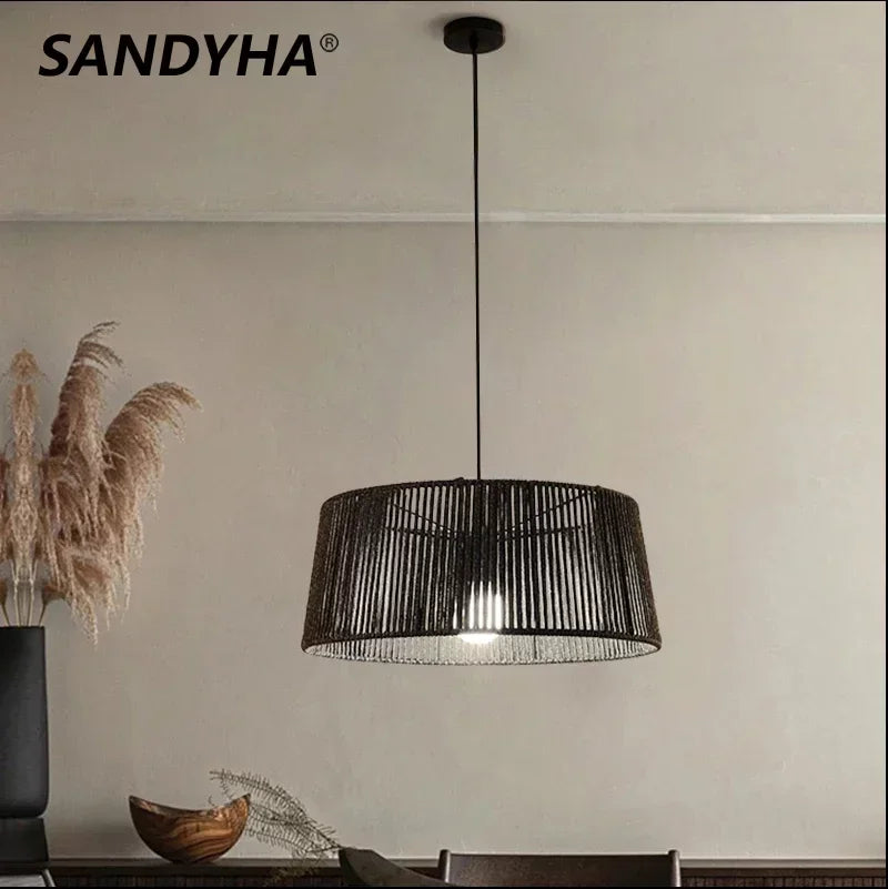 lampadario nordico sandyha corda intrecciata illuminazione led casa