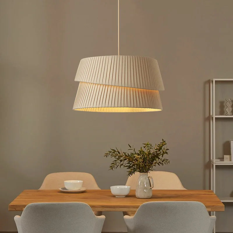 lampadario minimalista in tessuto fatto a mano stile wabi sabi