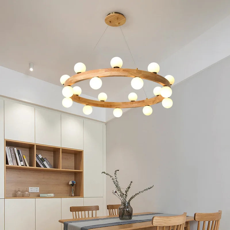 Lampadario legno scandinavo minimalista elegante