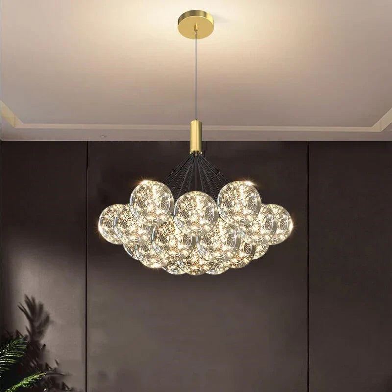 Lampadario sospeso a sfera elegante luminoso