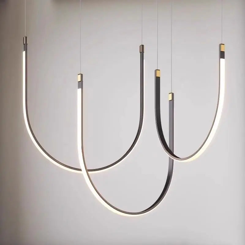lampadario design moderno a forma di U per spazi industriali e creativi