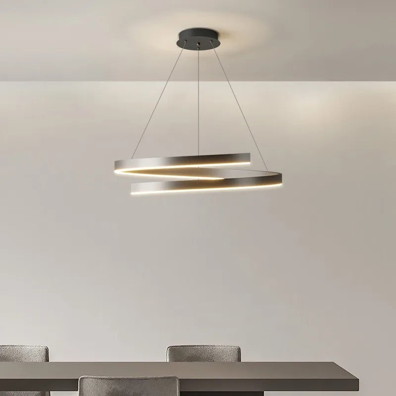 lampadario a spirale in alluminio led per decorazione casa