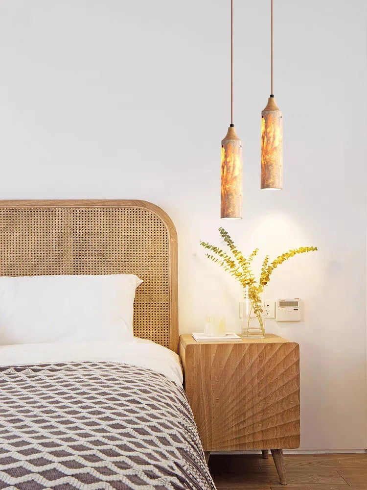 lampadario in legno giapponese design wabi-sabi per decorazione d'interni