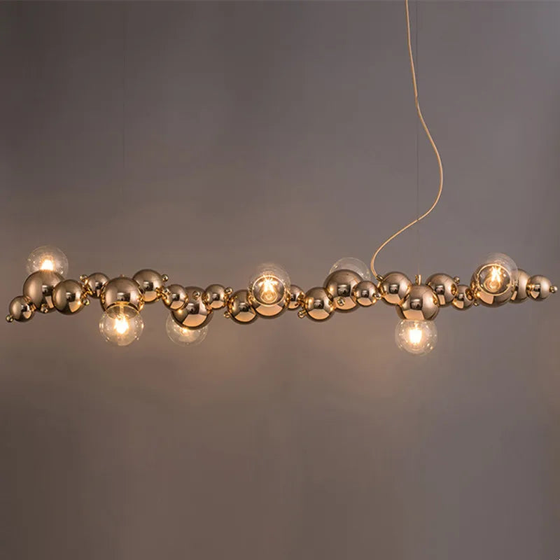 lampadario moderno creativo a sfera di bolle stile nordico cromato