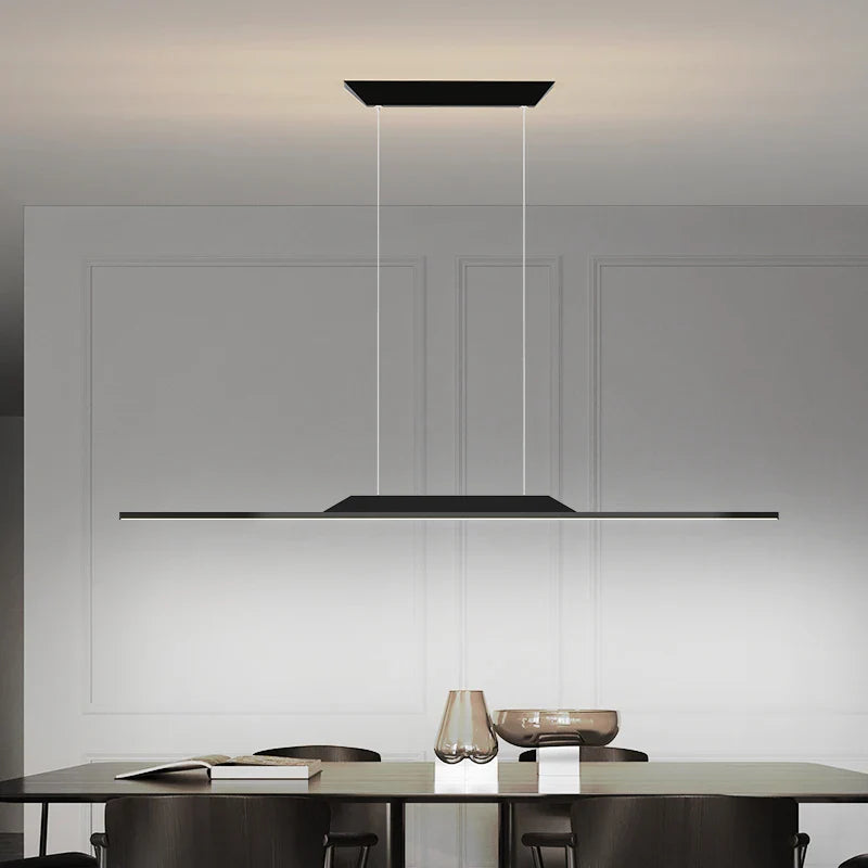 lampadario lungo LED minimalista con altezza regolabile