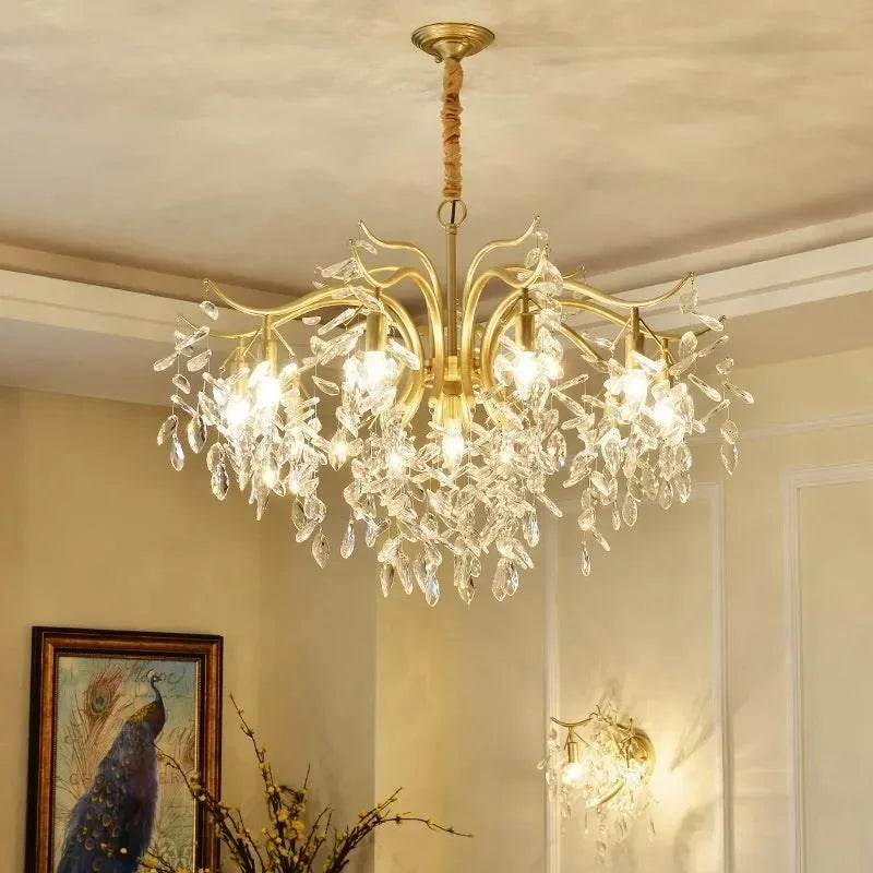 lampadario moderno in cristallo design floreale per decorazione d'interni