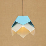 Abat-Jour Led Fleur Origami Moderne Bleu Luminaire Chambre