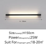 Applique Murale À Led Design Épuré Contemporain Noir H150Cm 25W / 2 Couleurs Sans Télécommande