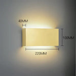 Applique Murale Brique Dorée Design Lumineux Élégant Doré / L220Xh100Xp40Mm Froid Naturel Chaud