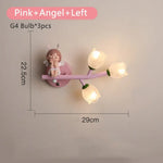 Applique Murale Design Enfantin Lapin Lumineux Ange Rose Gauche / 3 Température De Couleur