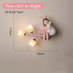 Applique Murale Design Enfantin Lapin Lumineux Fille Rose À Droite / 3 Température De Couleur